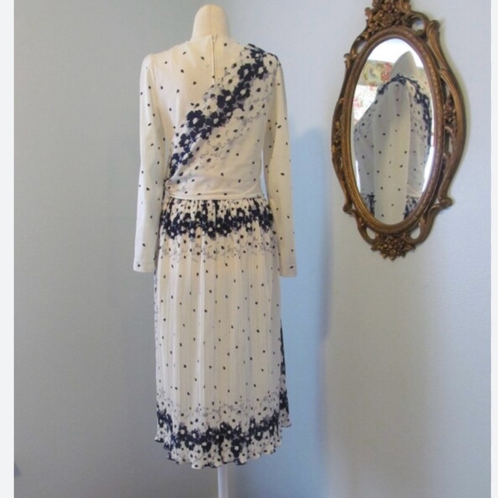 Vintage Hal ferman blue and cream dress size medium